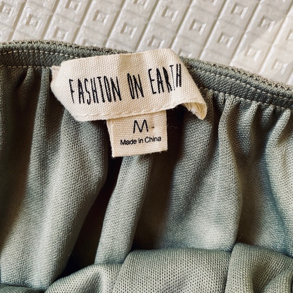 Fashion On Earth Olive Button Strapless Dress - Picture 5 of 7